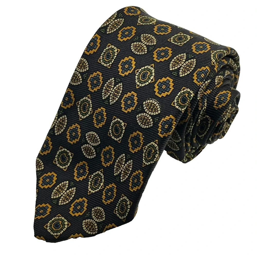 Brooks Brothers Makers Repp Silk XL Men's‎ Necktie Geometric Mosaic Medallions